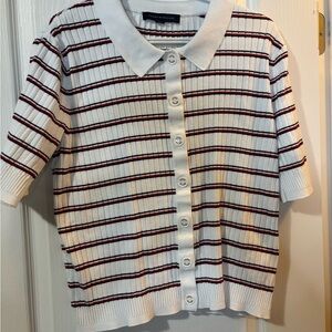 Tommy Hilfiger size, XL Striped White and Red Knit Shirt P2P 21